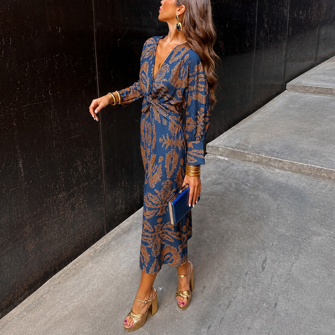 Grace - Vestido elegante con estampado floral y lazo