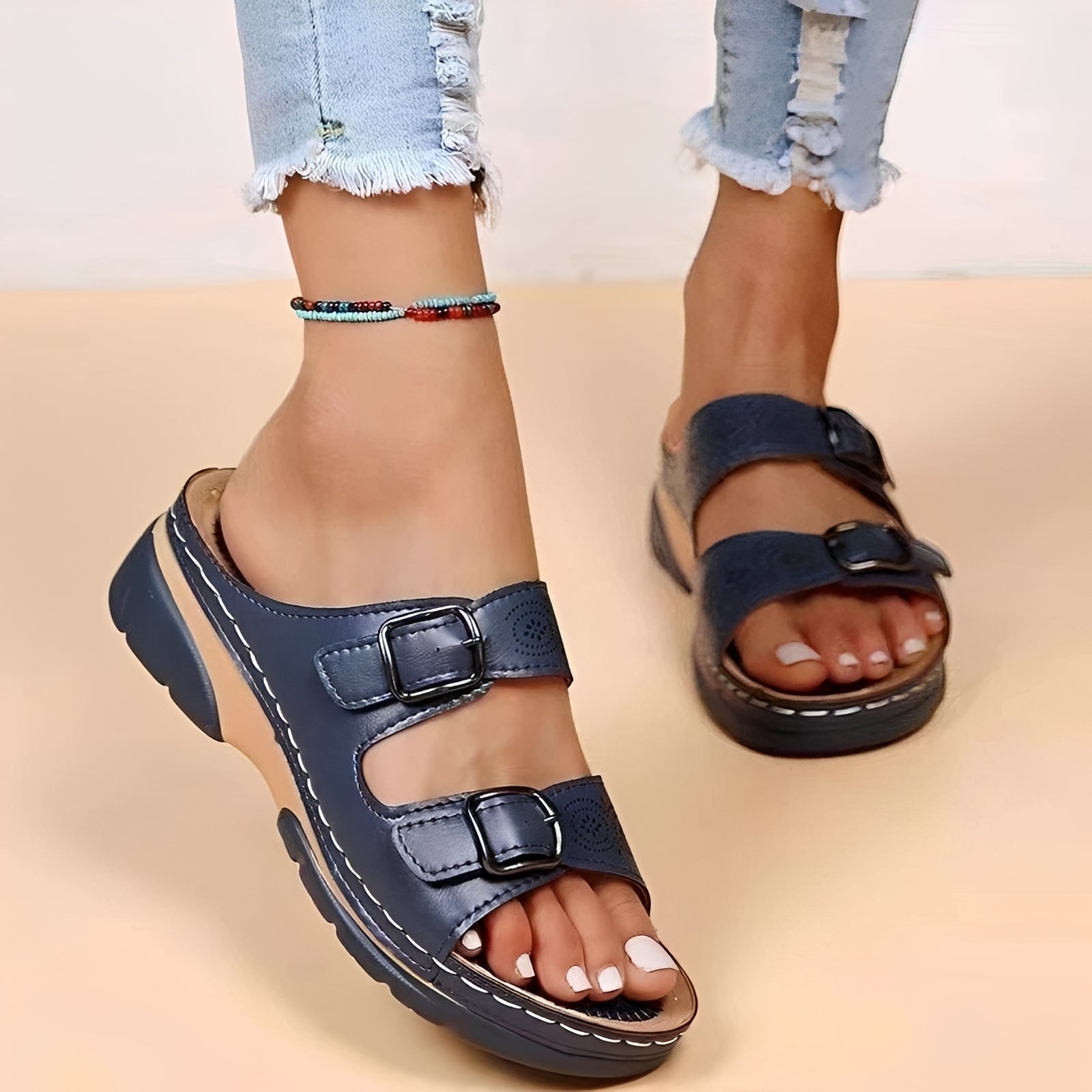 Comfyflex - Sandalias con doble hebilla