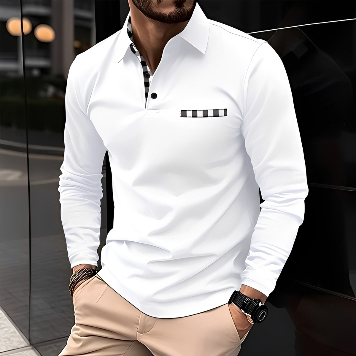Shael - Camisa de manga larga clásica y cálida