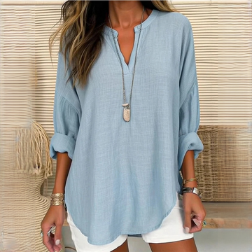 Eliza - Blusa ligera de manga larga con cuello en V