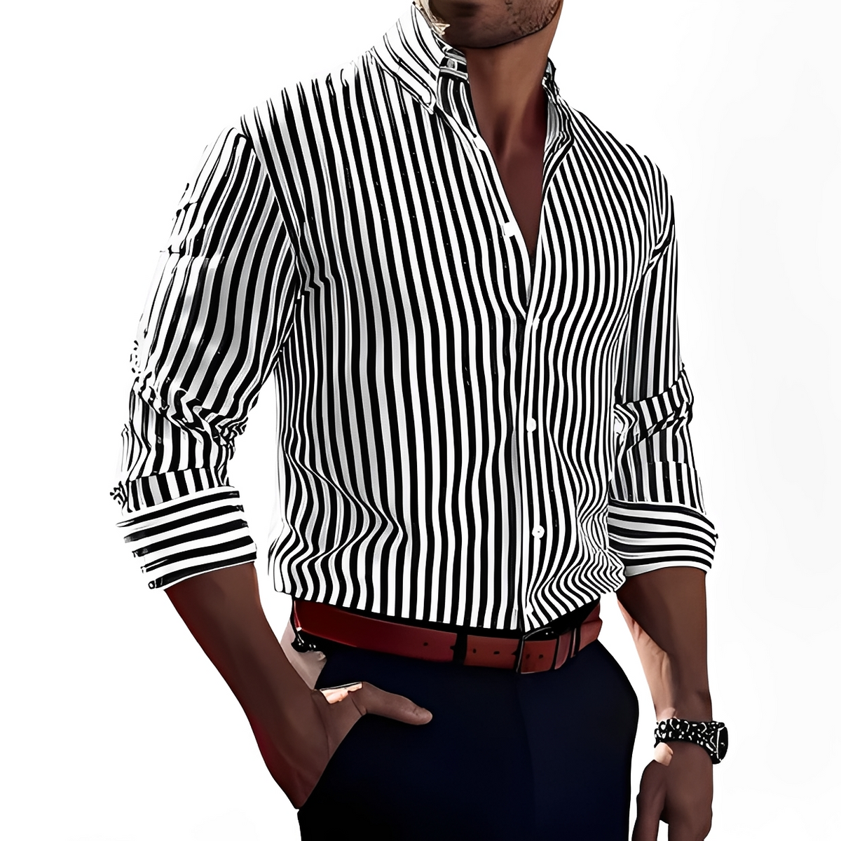 Bricen - Camisa de rayas de manga larga
