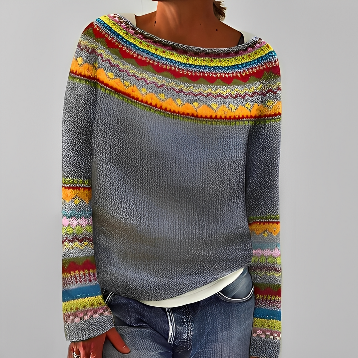 Liliane - Suéter elegante con cuello redondo