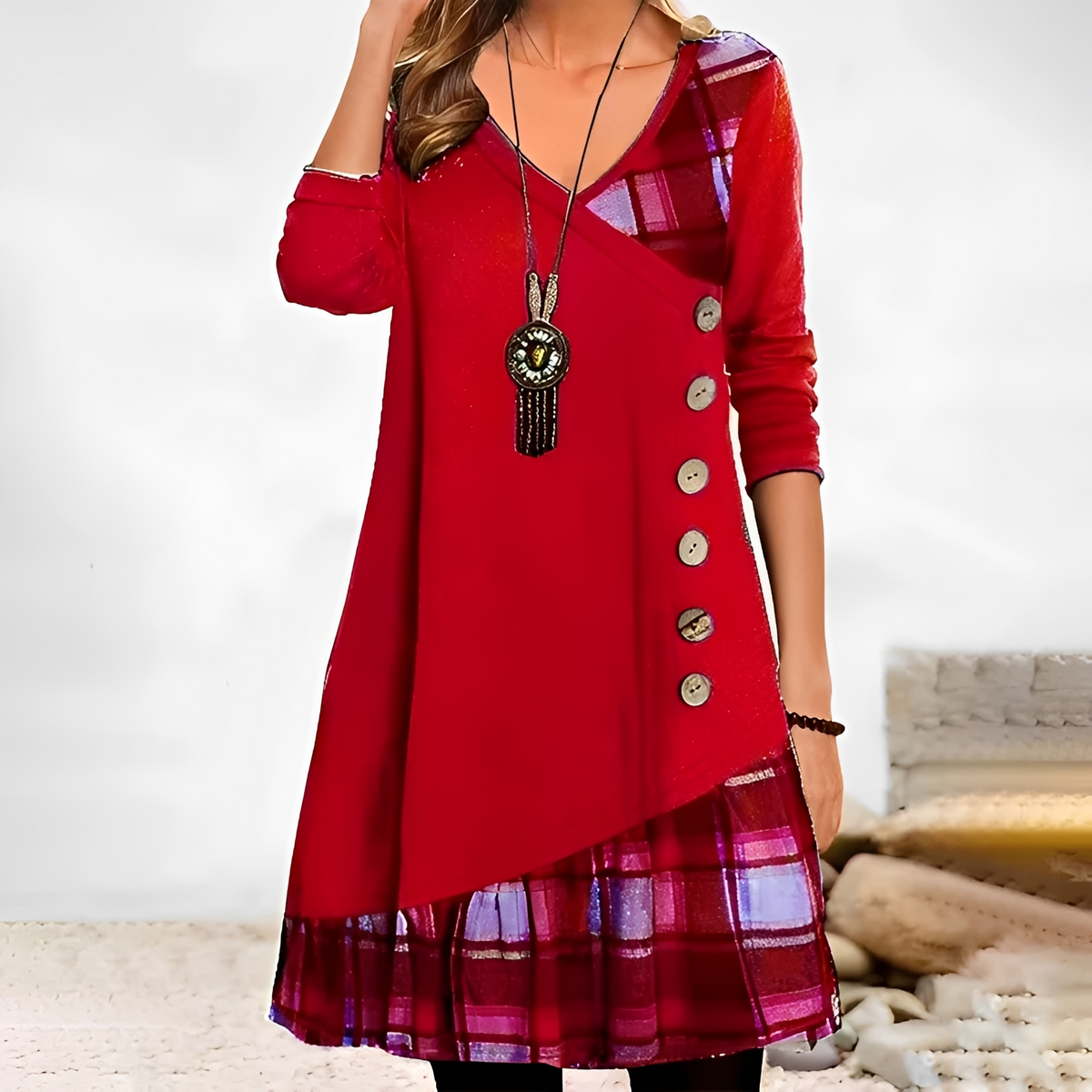 Shawnee - Minivestido elegante y cálido de manga larga