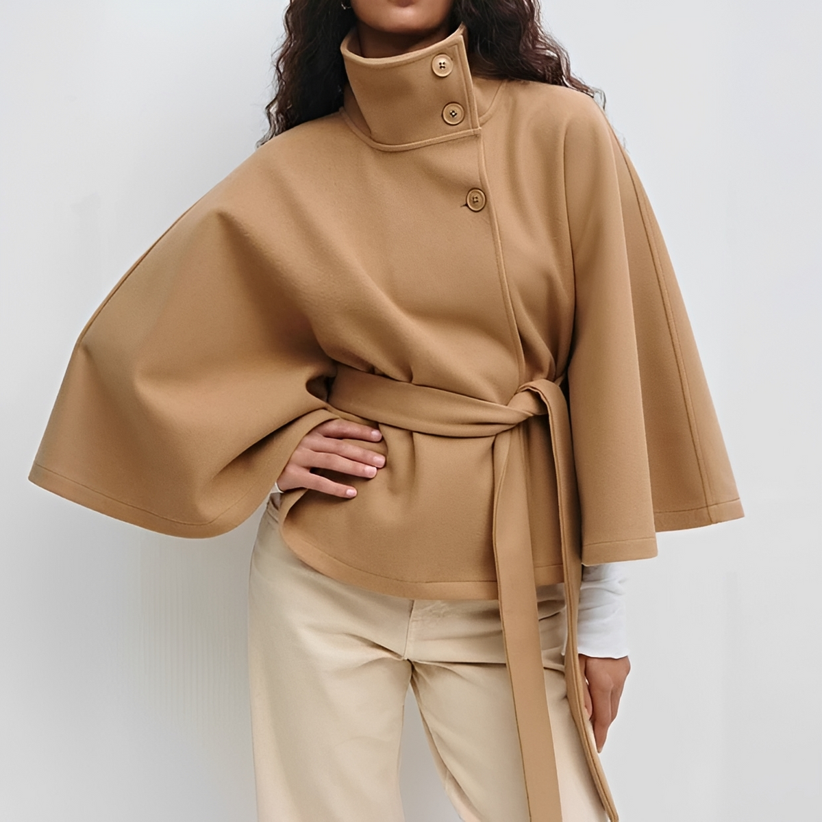 Ginabelle - Chaqueta con cinturón elegante y acogedora