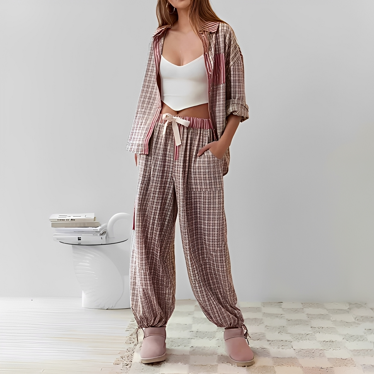 Ellenora - Conjunto de pijama cómodo y cálido