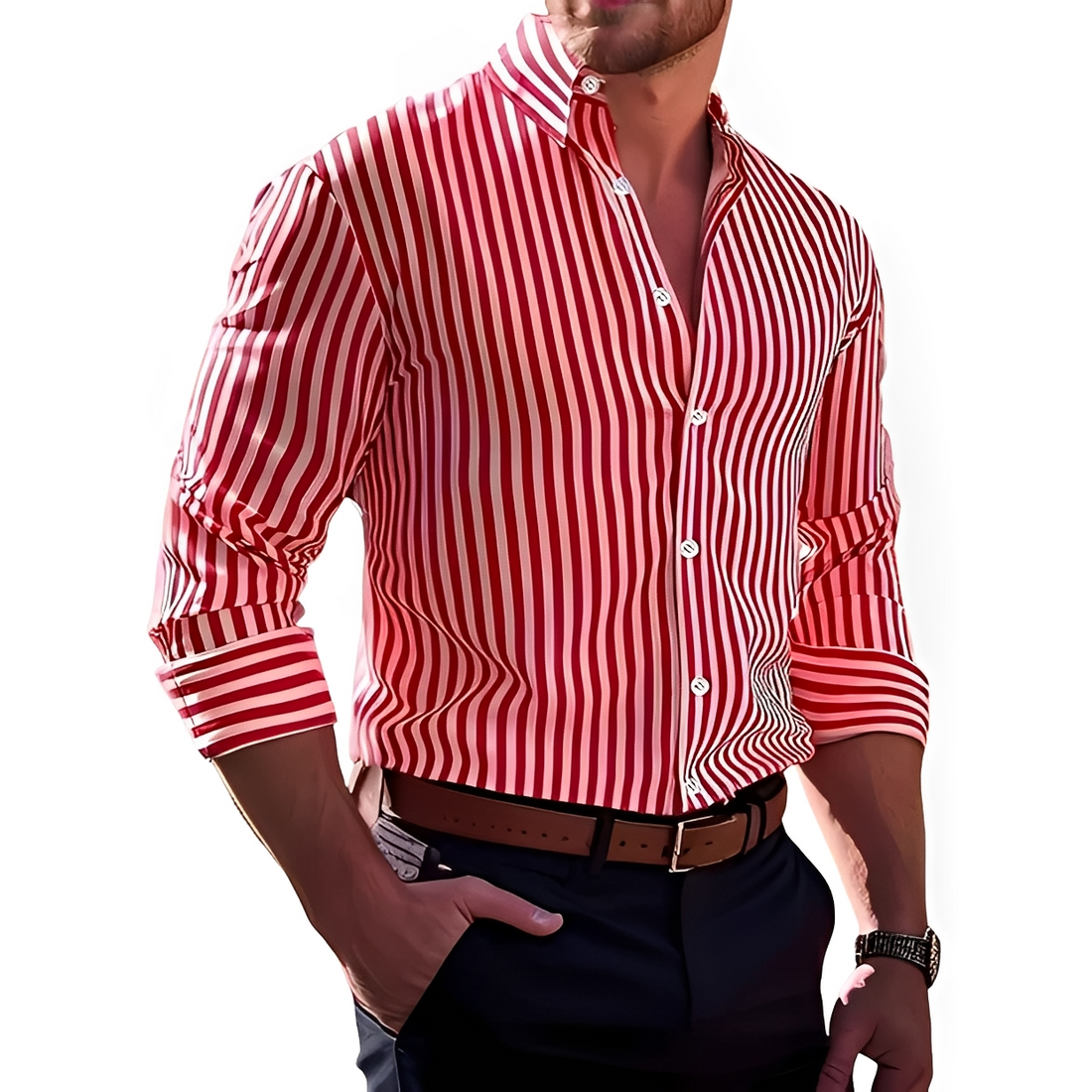 Bricen - Camisa de rayas de manga larga