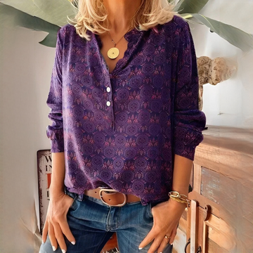 Bethany - Blusa estampada clásica de manga larga