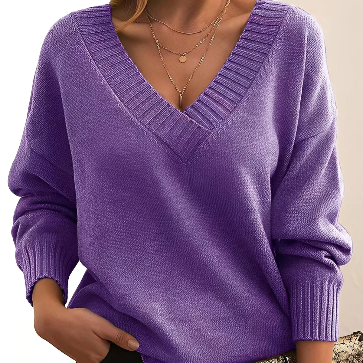 Mollie - Suéter cálido y elegante con cuello en V