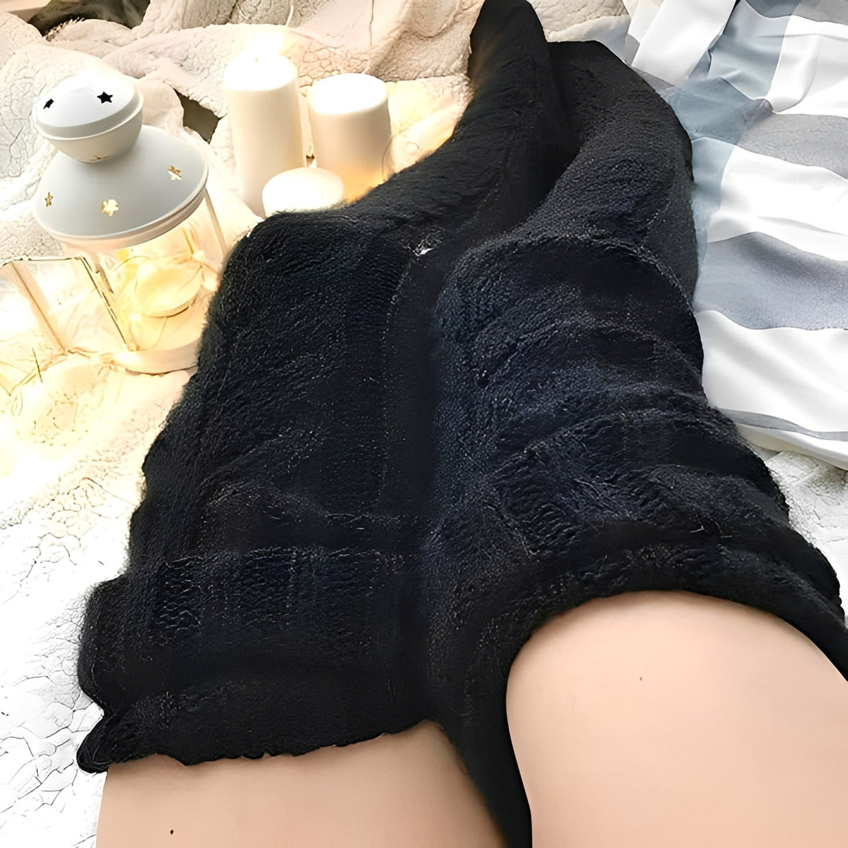 Hailee - Calcetines sobre la rodilla acogedores y cálidos