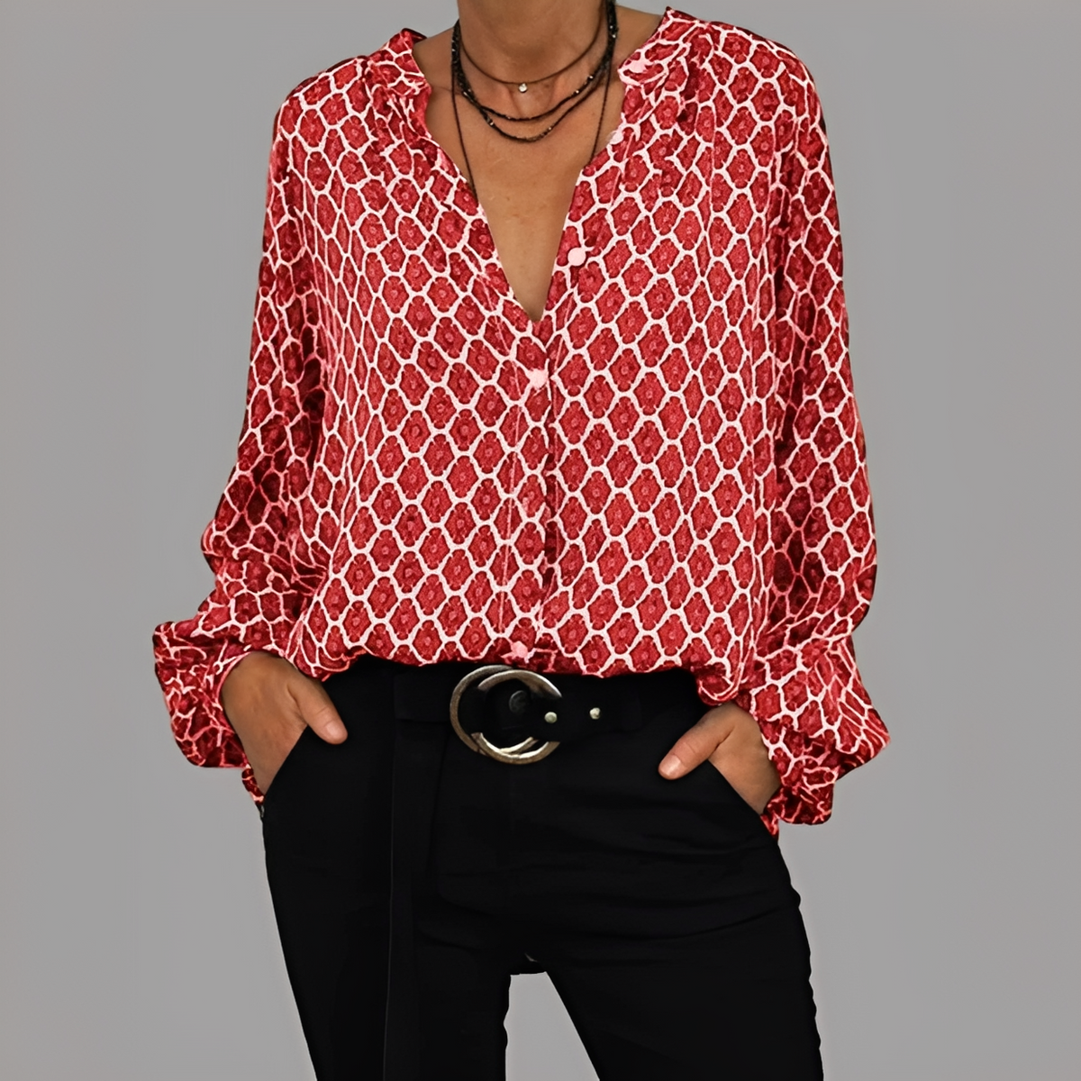 Lenna - Blusa sofisticada con cuello en V