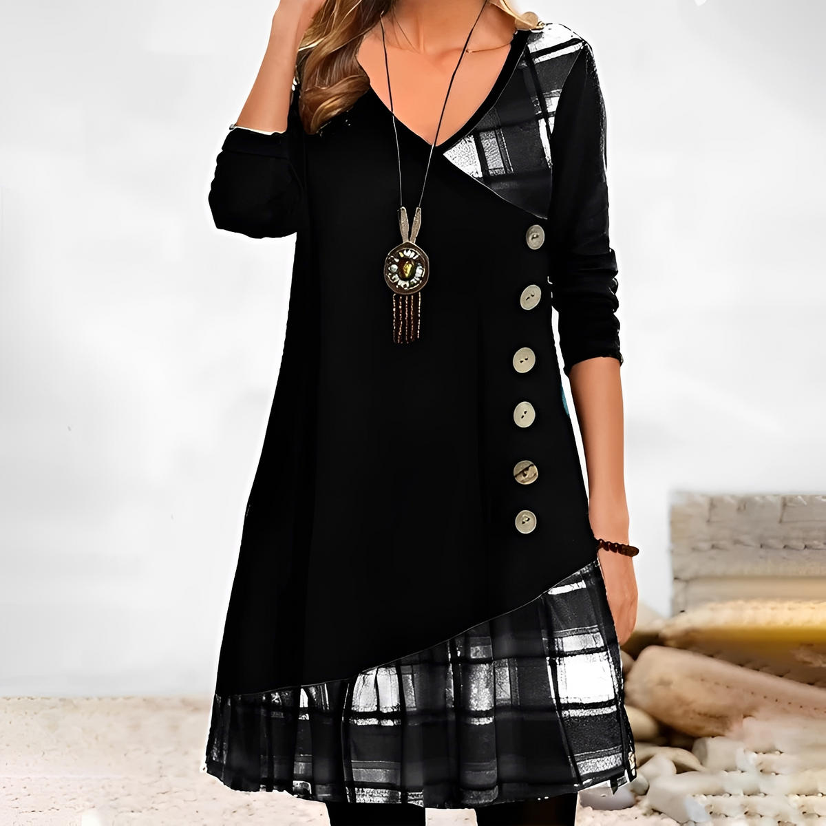 Shawnee - Minivestido elegante y cálido de manga larga