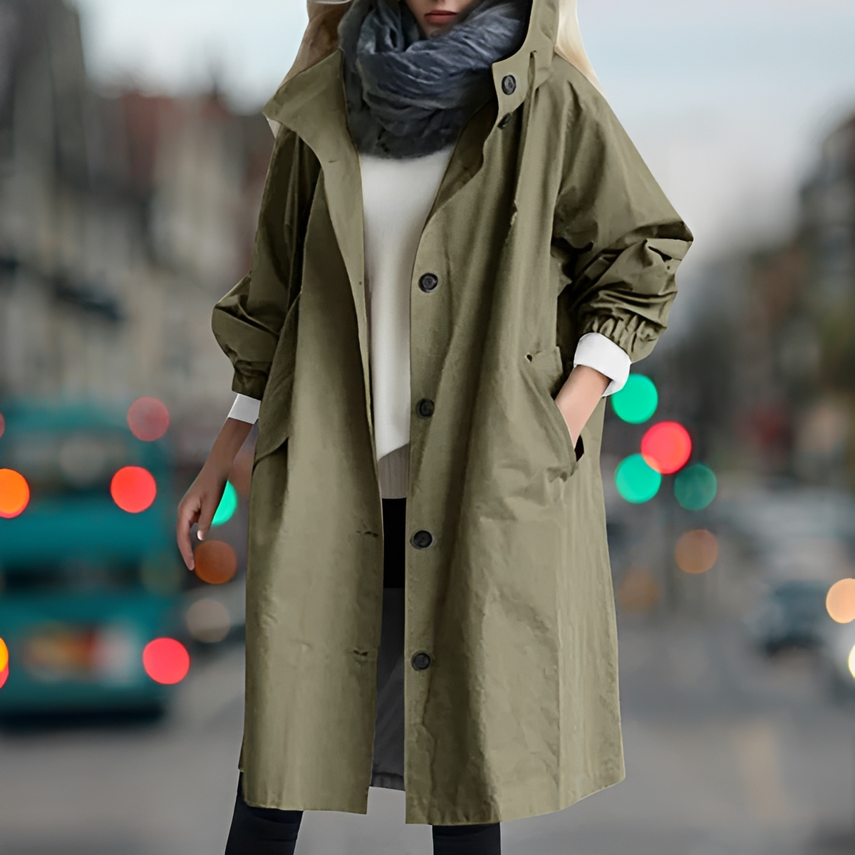 Bethany - Impermeable con capucha resistente