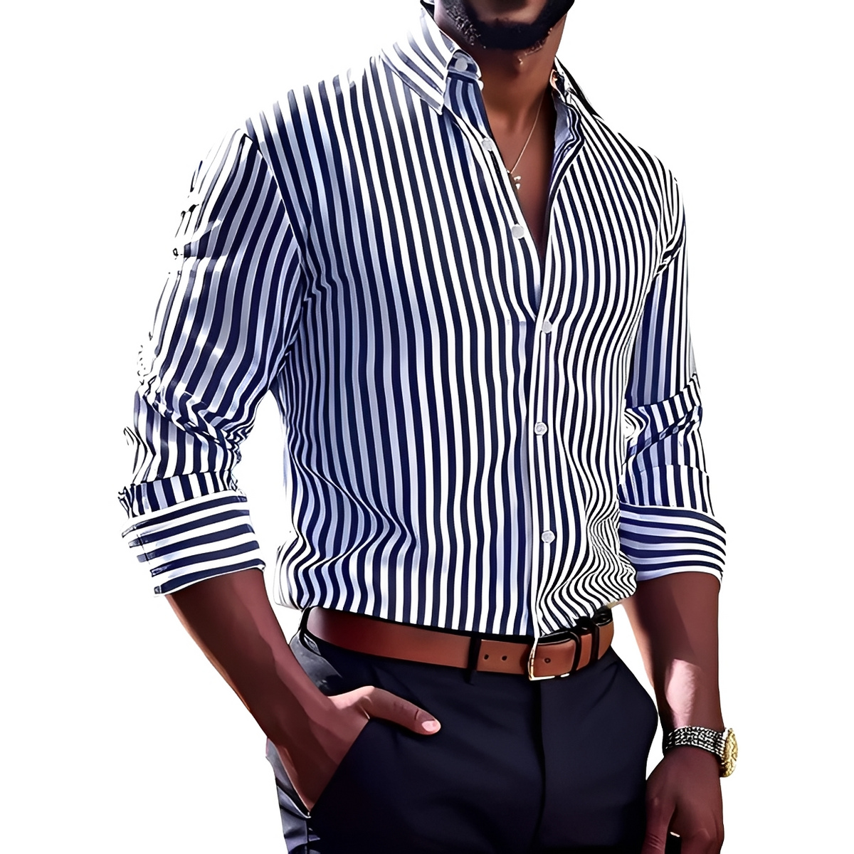 Bricen - Camisa de rayas de manga larga