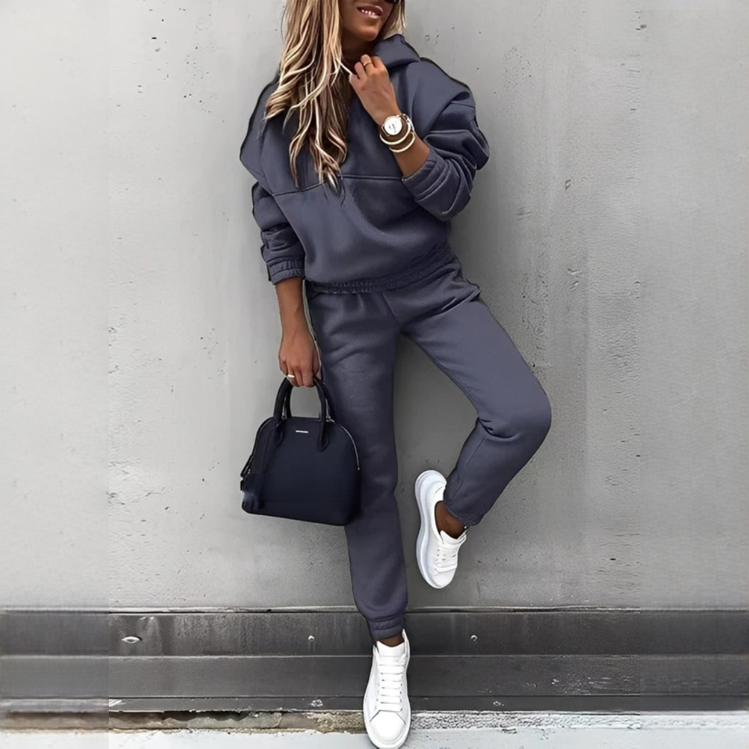 Rovina - Conjunto de sudadera con capucha y pantalón, cálido