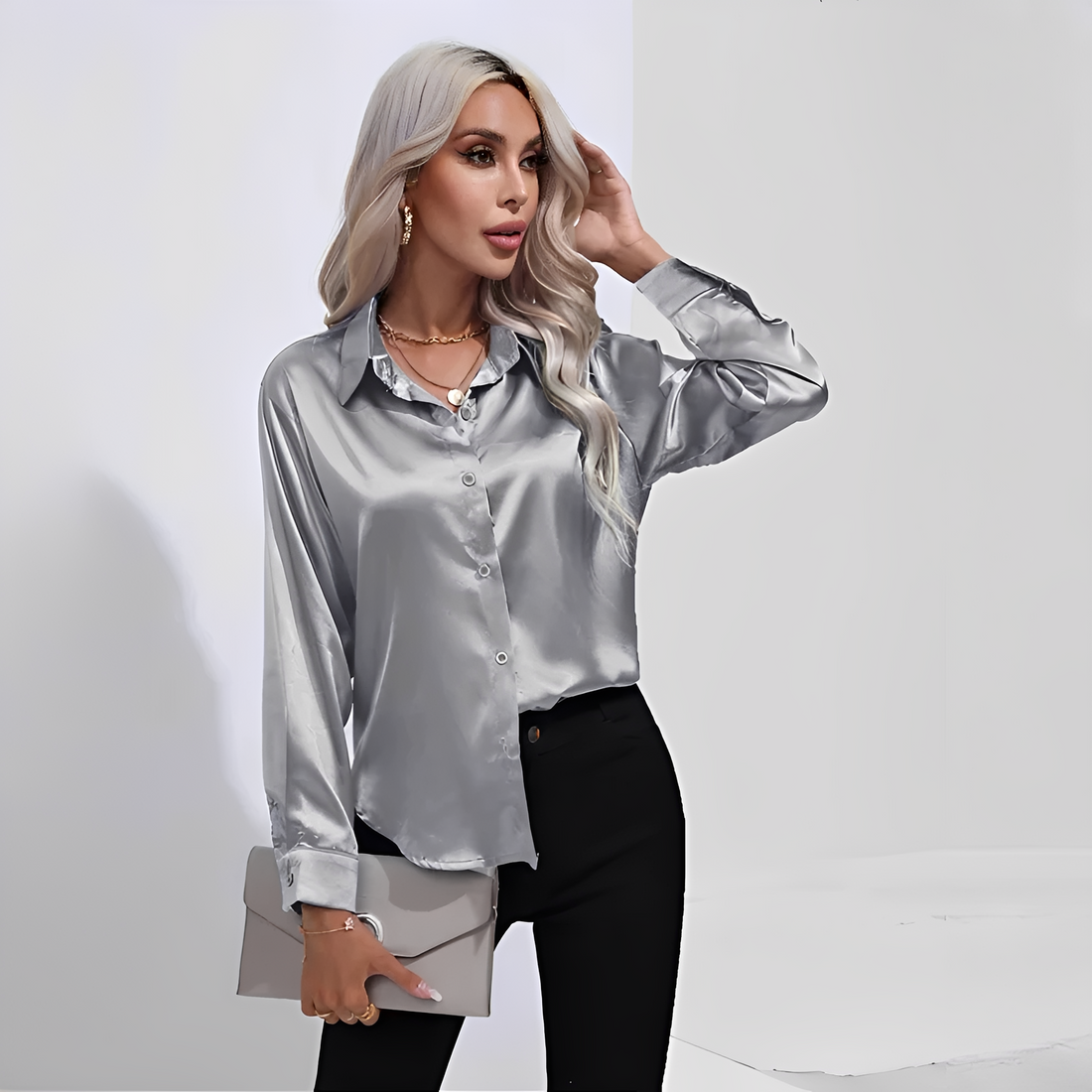 Liliane - Blusa elegante con mangas largas