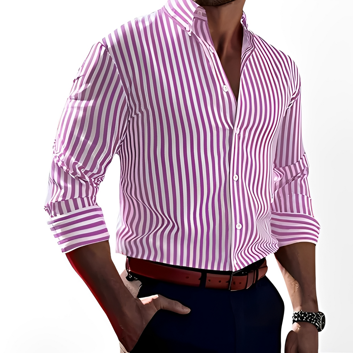 Bricen - Camisa de rayas de manga larga