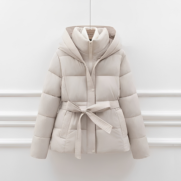 Jackalyn - Chaqueta acogedora con capucha y cinturón