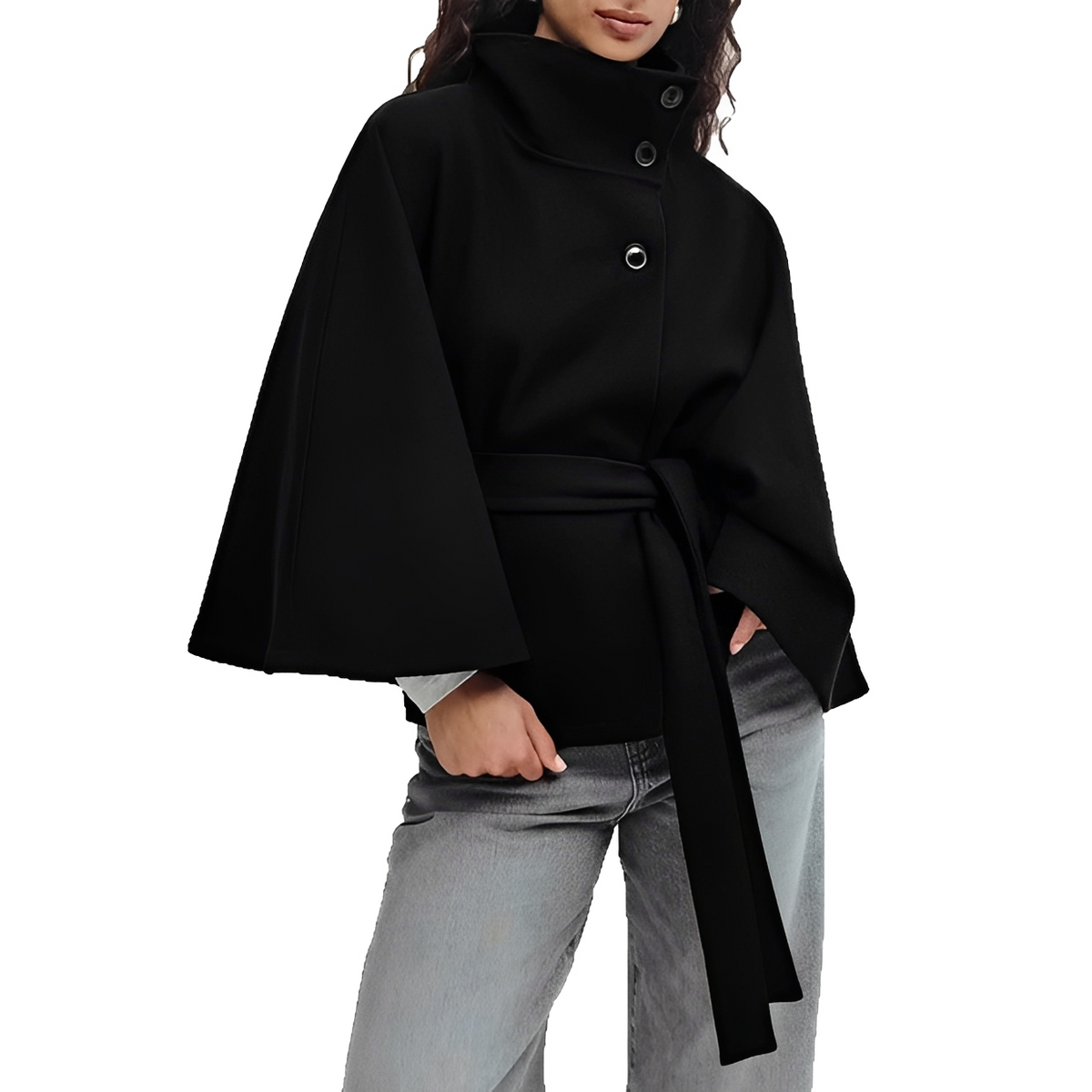 Ginabelle - Chaqueta con cinturón elegante y acogedora