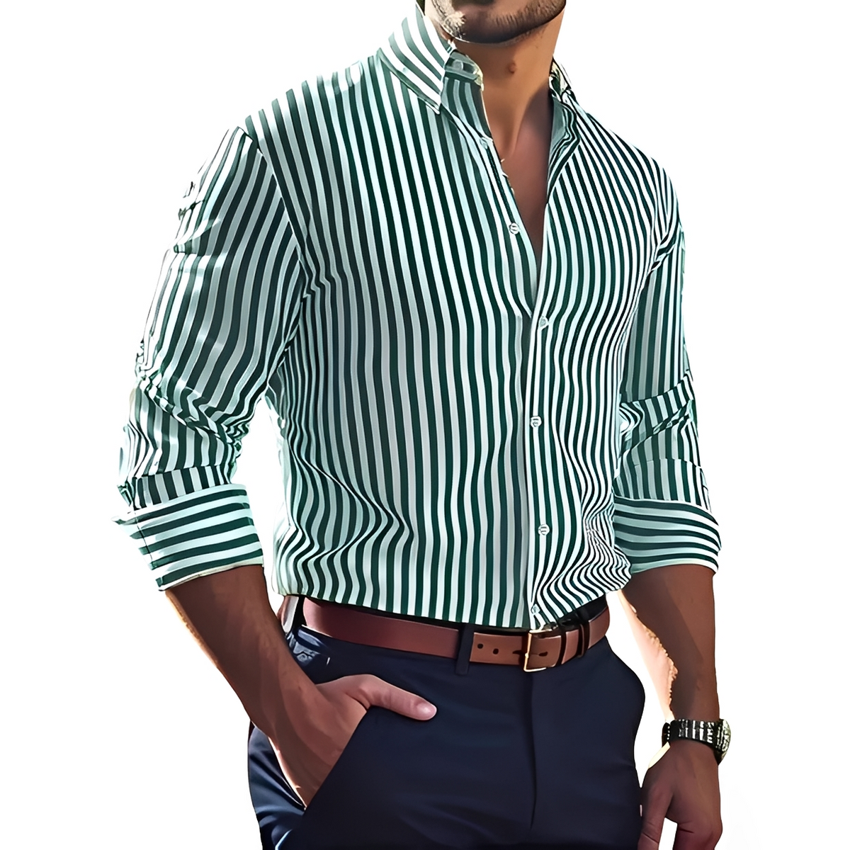 Bricen - Camisa de rayas de manga larga