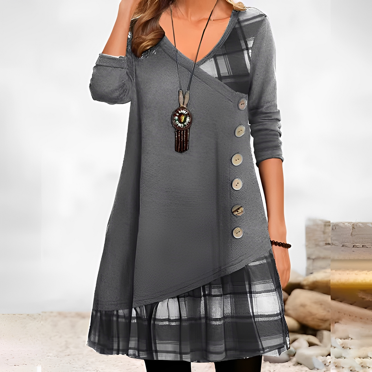 Shawnee - Minivestido elegante y cálido de manga larga