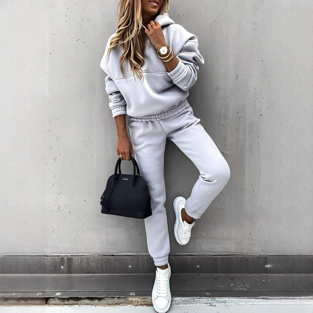 Rovina - Conjunto de sudadera con capucha y pantalón, cálido