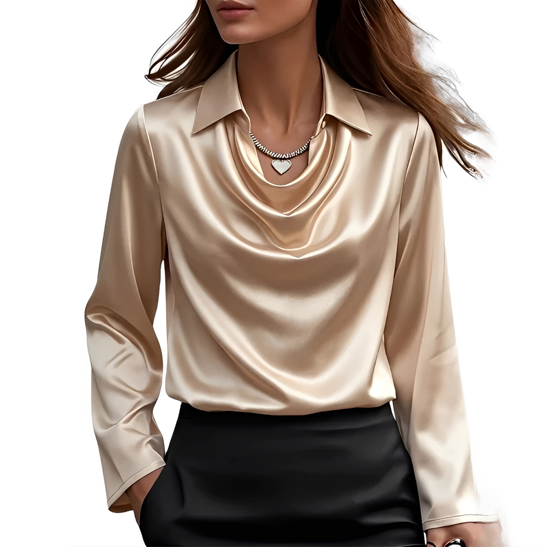 Dynah - Blusa elegante de manga larga