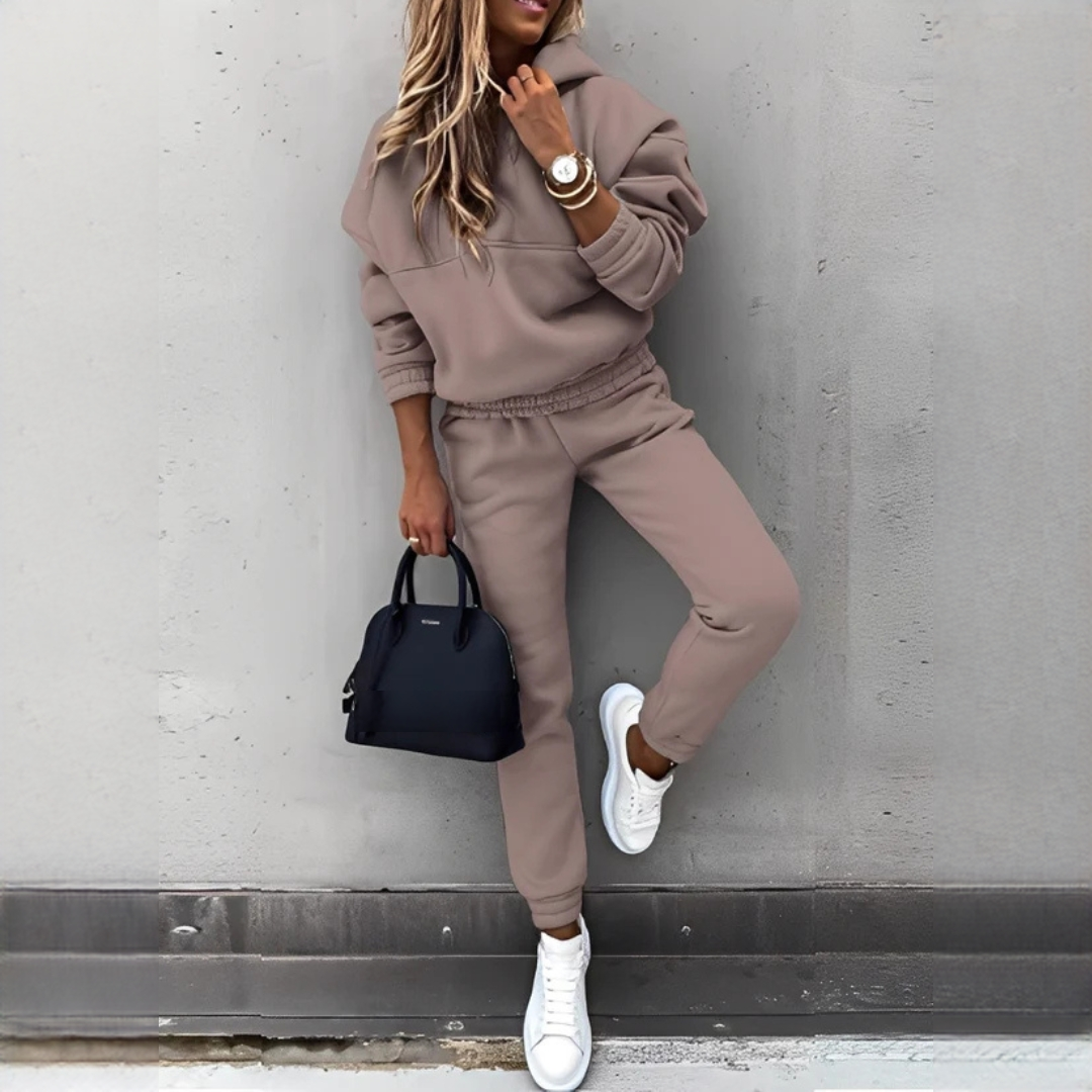 Rovina - Conjunto de sudadera con capucha y pantalón, cálido