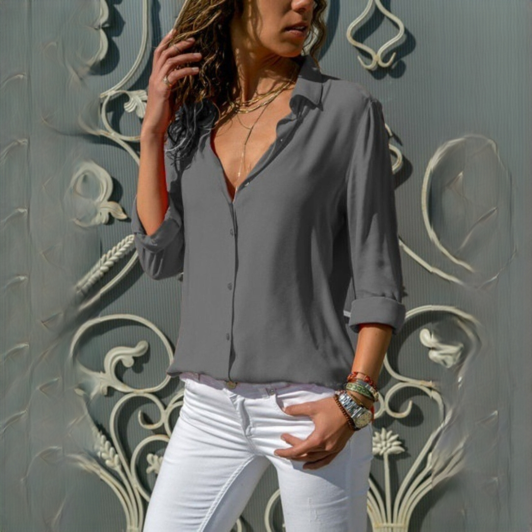 Jordena - Blusa elegante de manga larga