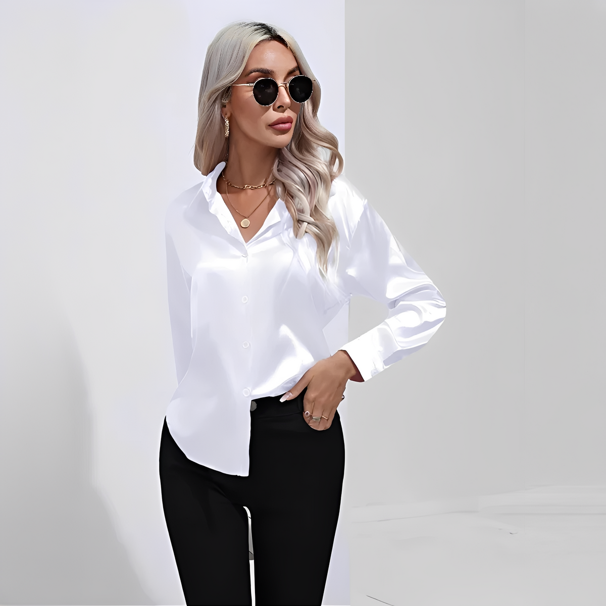 Liliane - Blusa elegante con mangas largas