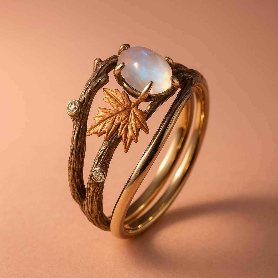 Celestia – Anillo de piedra lunar con encanto natural