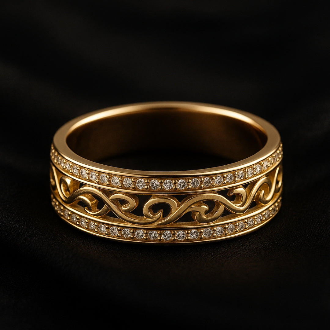 Elena – Anillo dorado hueco brillante