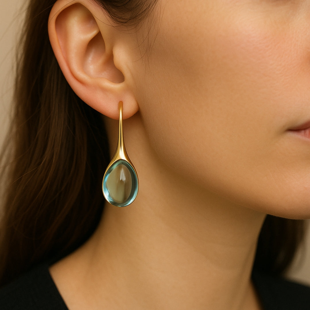Karen – Pendientes colgantes de cristal dorado y plateado