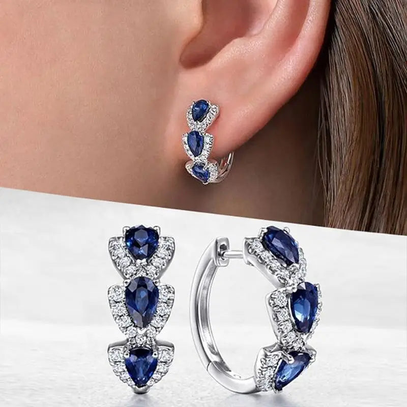 Ellie – Pendientes de Zafiro Azul Rey Elegantes
