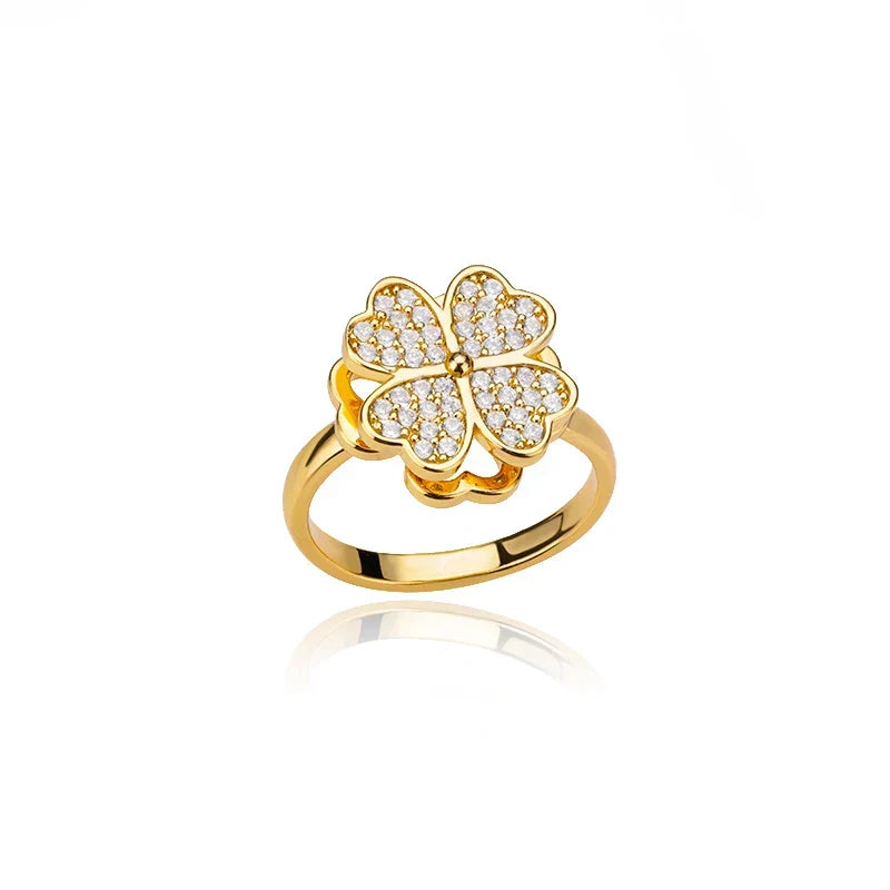 Dazel – Anillo Giratorio Antiestrés de Trébol de Cuatro Hojas