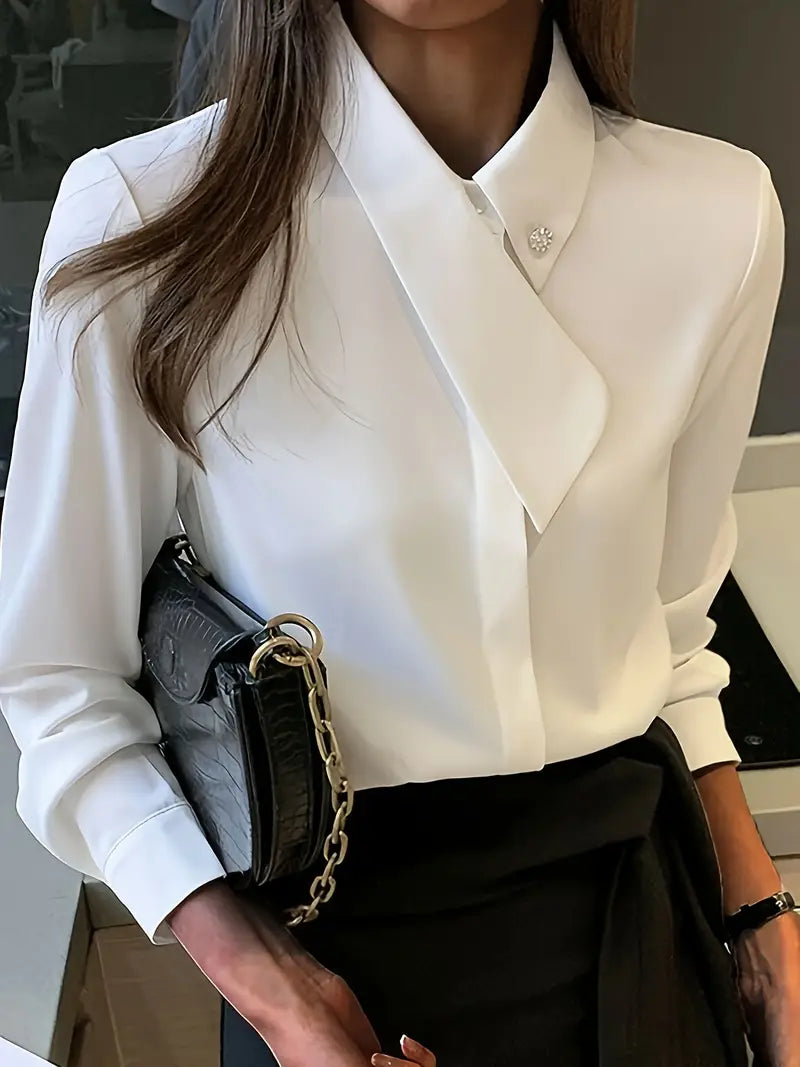 Reamina - Blusa de Lujo para Mujer con Cuello Asimétrico
