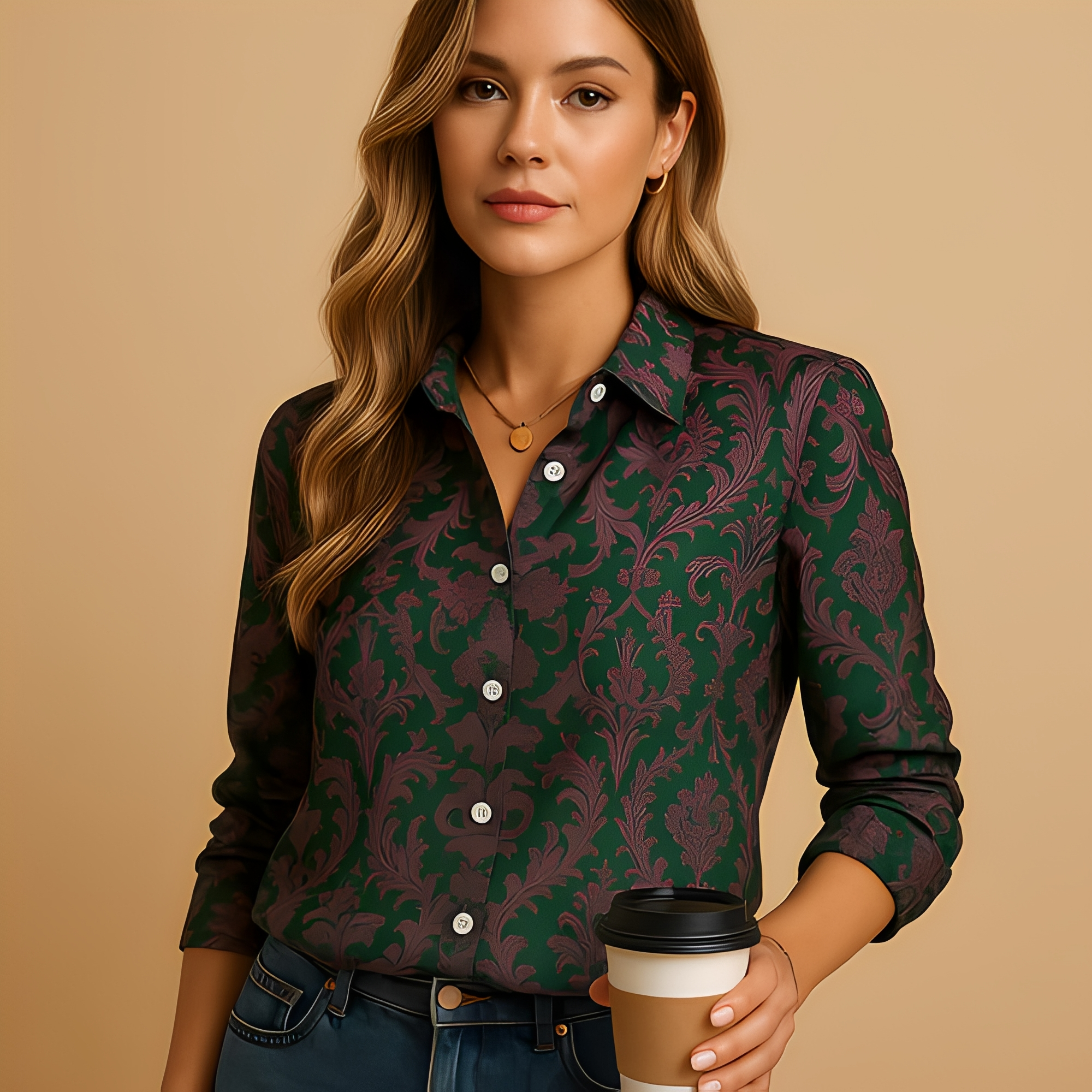 Alesha - Blusa elegante de manga larga para damas