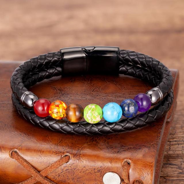 Zenaro – Pulsera de Cuero Equilibrio 7 Chakras