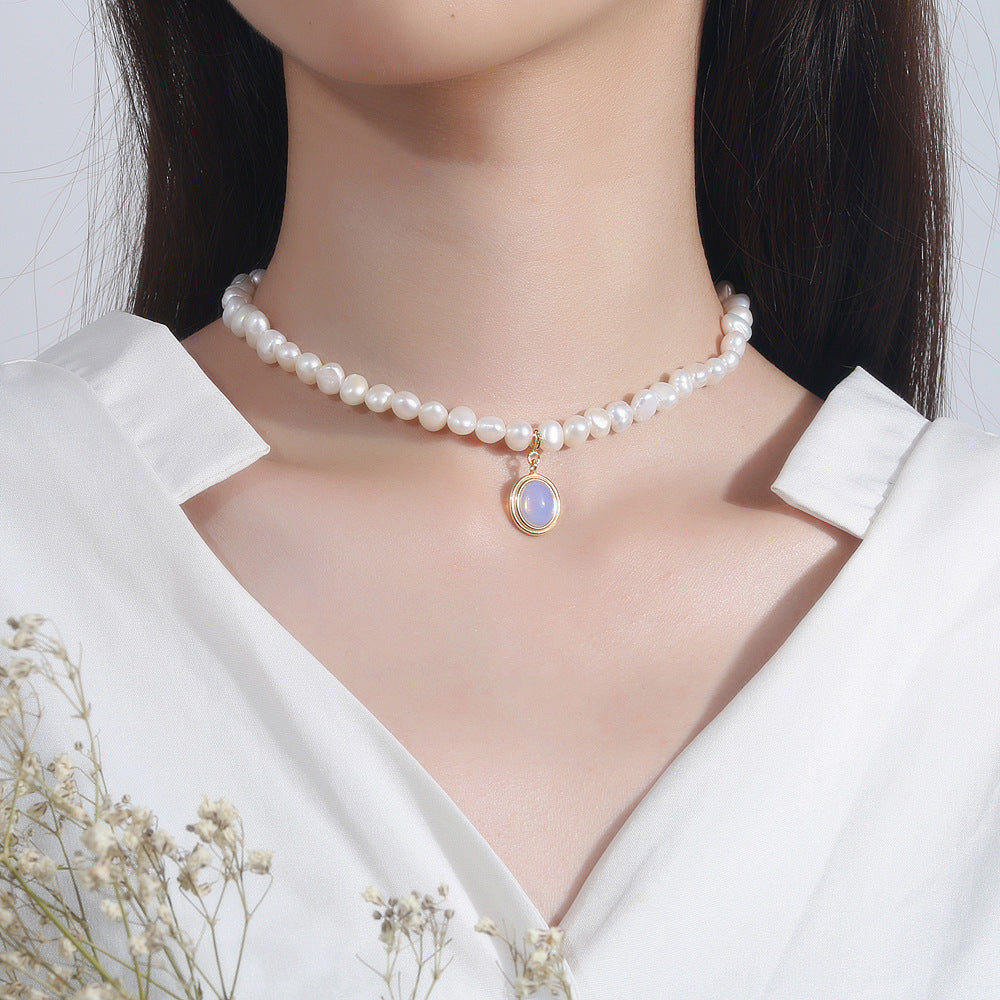 Piedra de Luna - Collar de Perlas