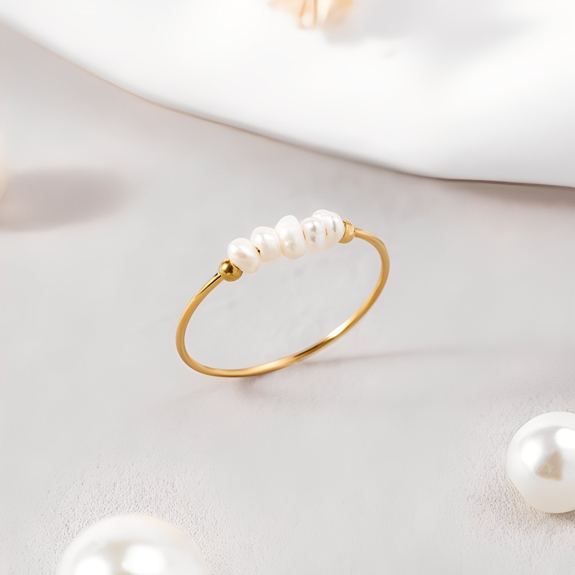 Maelia – Anillo Clásico de Perlas de Agua Dulce
