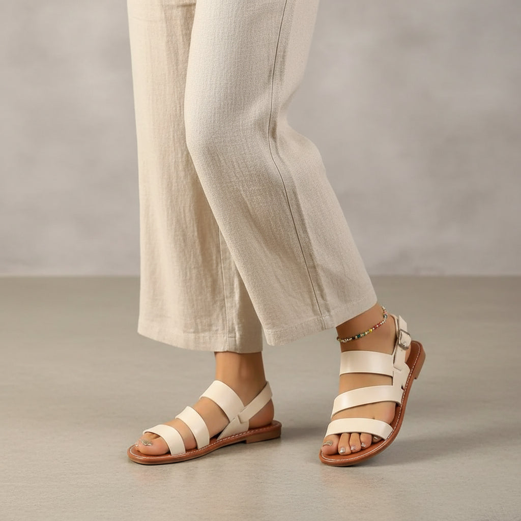 Diana - Sandalias mujer romanas chic planas con tira al tobillo