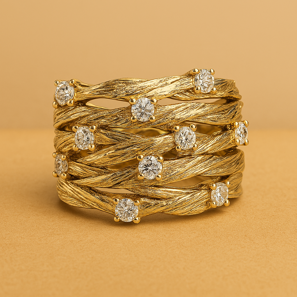 Marisse – Anillo dorado de estilo vintage con brillo sutil