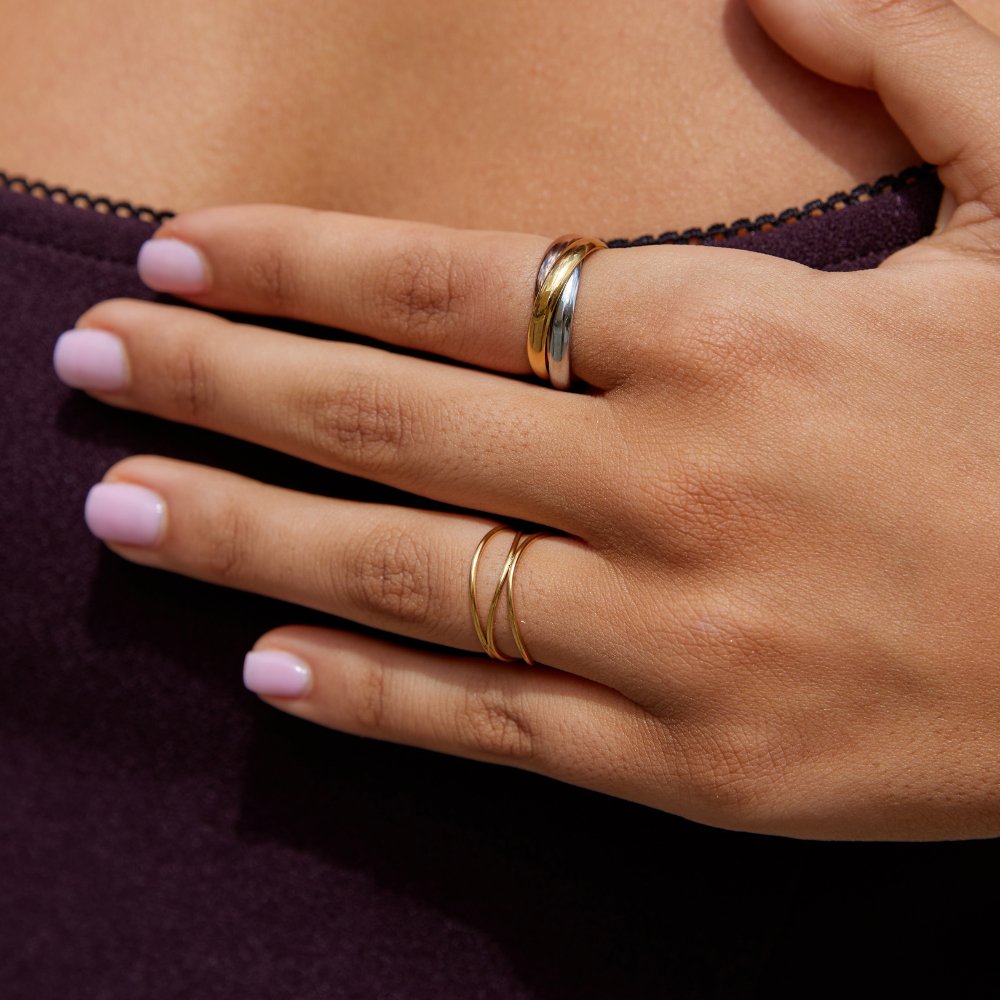 Elena – Anillo triple elegante en tres tonos