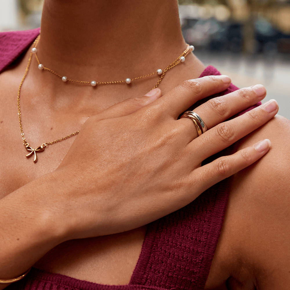 Elena – Anillo triple elegante en tres tonos
