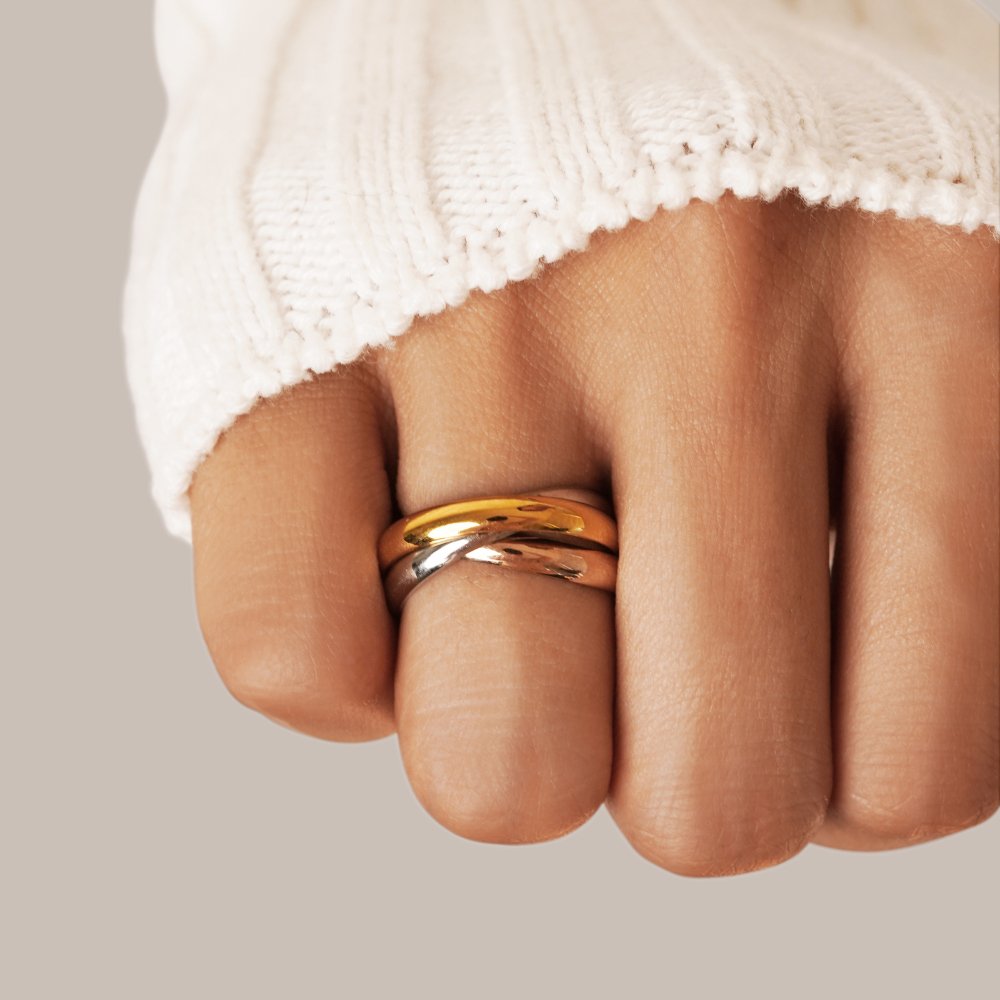 Elena – Anillo triple elegante en tres tonos