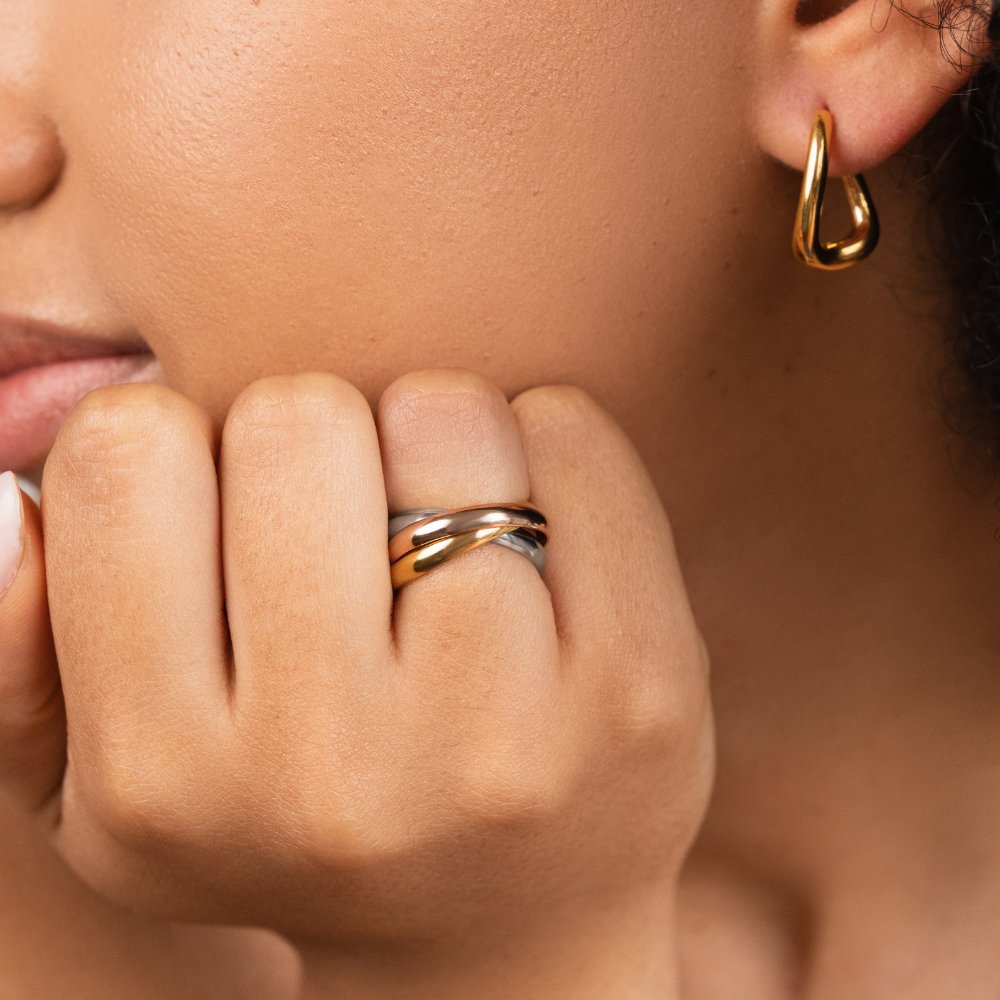 Elena – Anillo triple elegante en tres tonos