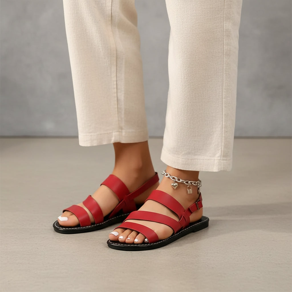 Diana - Sandalias mujer romanas chic planas con tira al tobillo