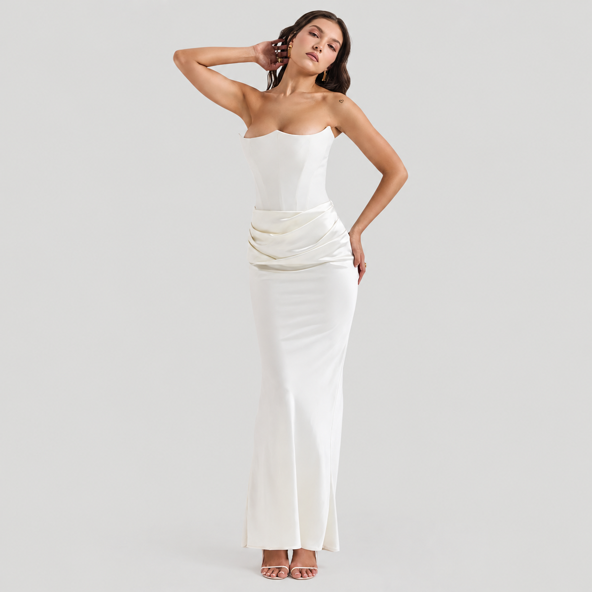 Elisabeth – Maxikleid elegante con hombros descubiertos para mujeres