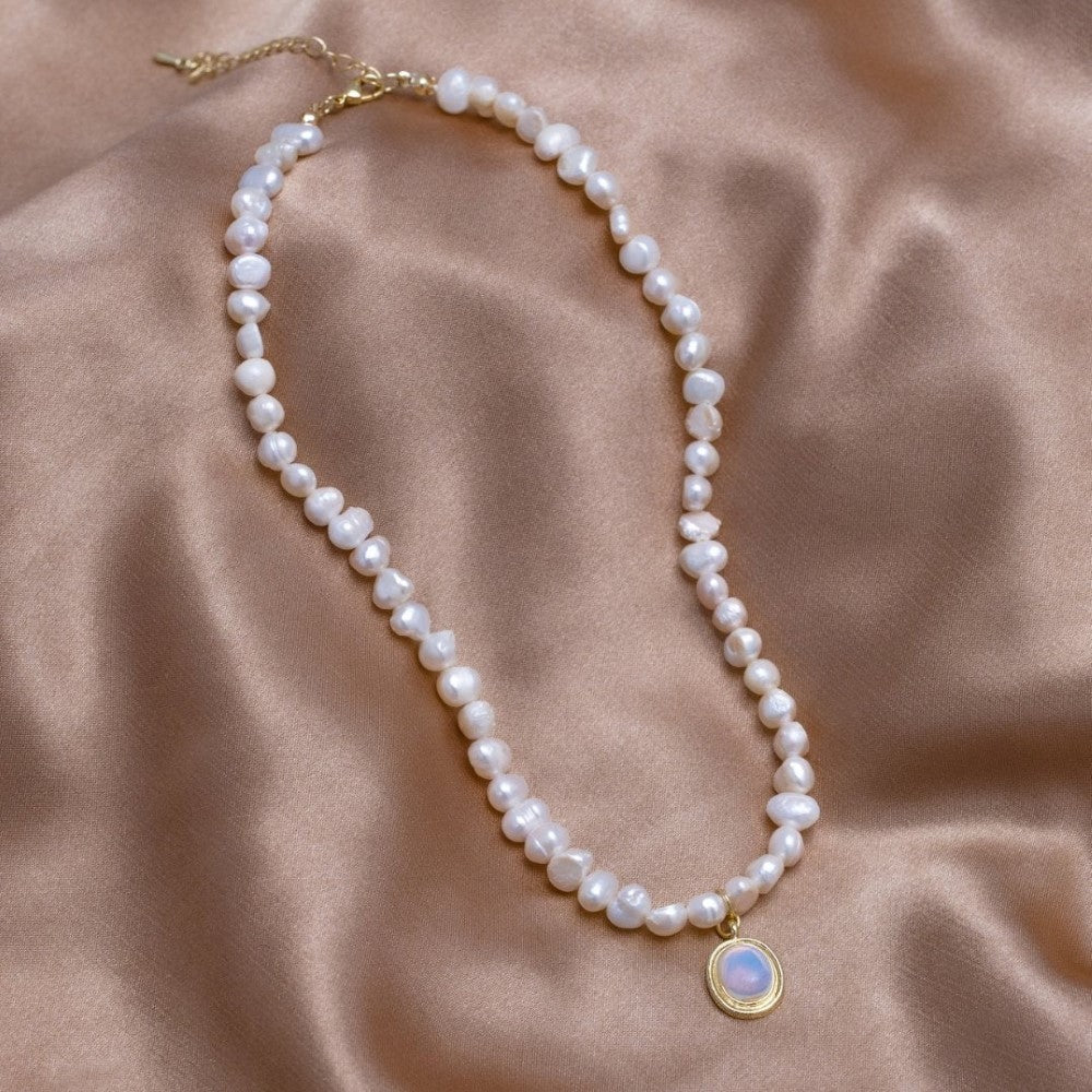 Piedra de Luna - Collar de Perlas