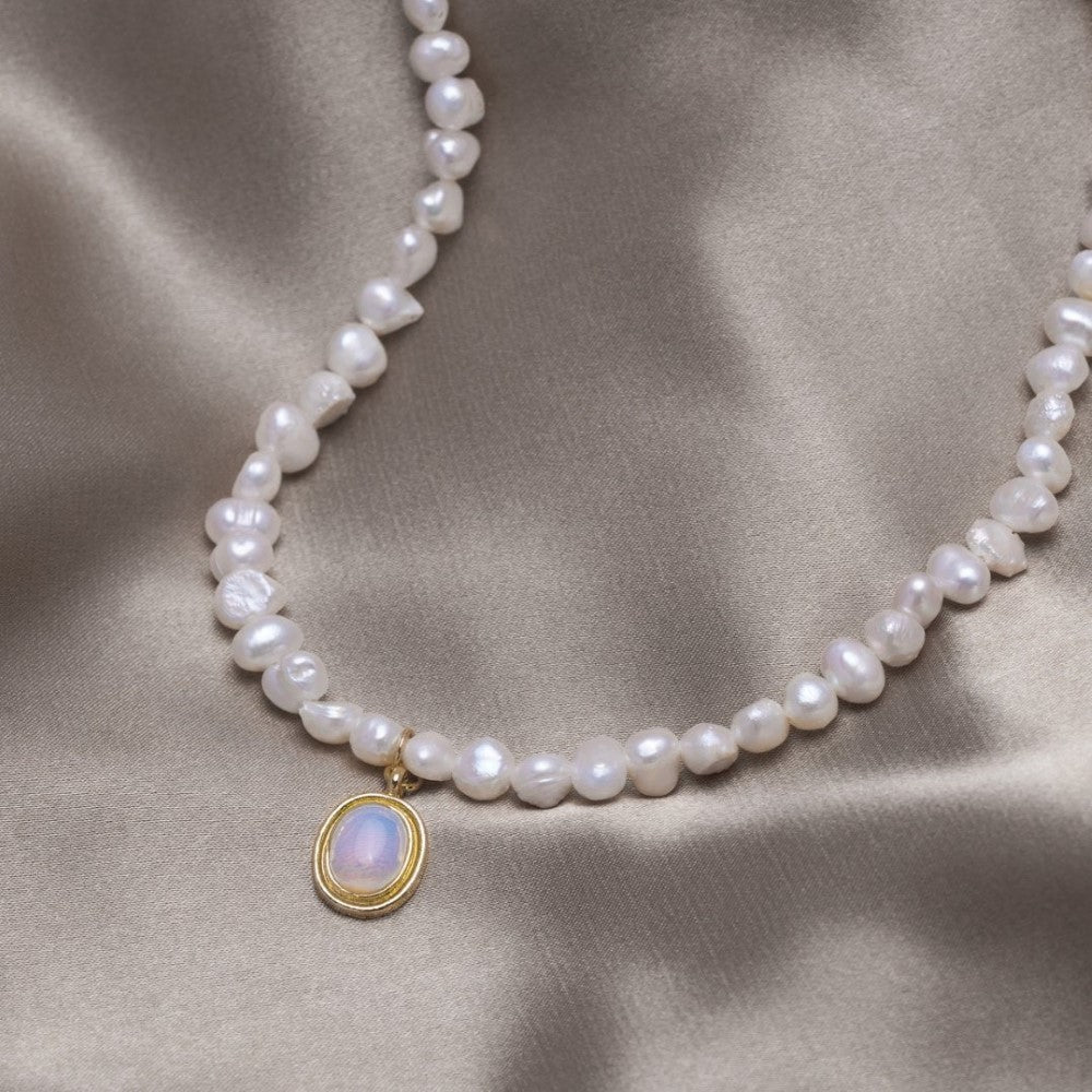 Piedra de Luna - Collar de Perlas