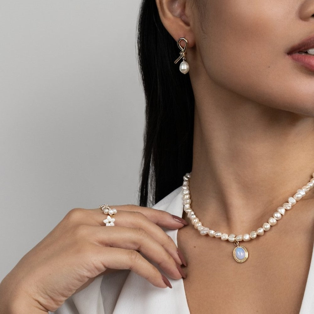 Piedra de Luna - Collar de Perlas
